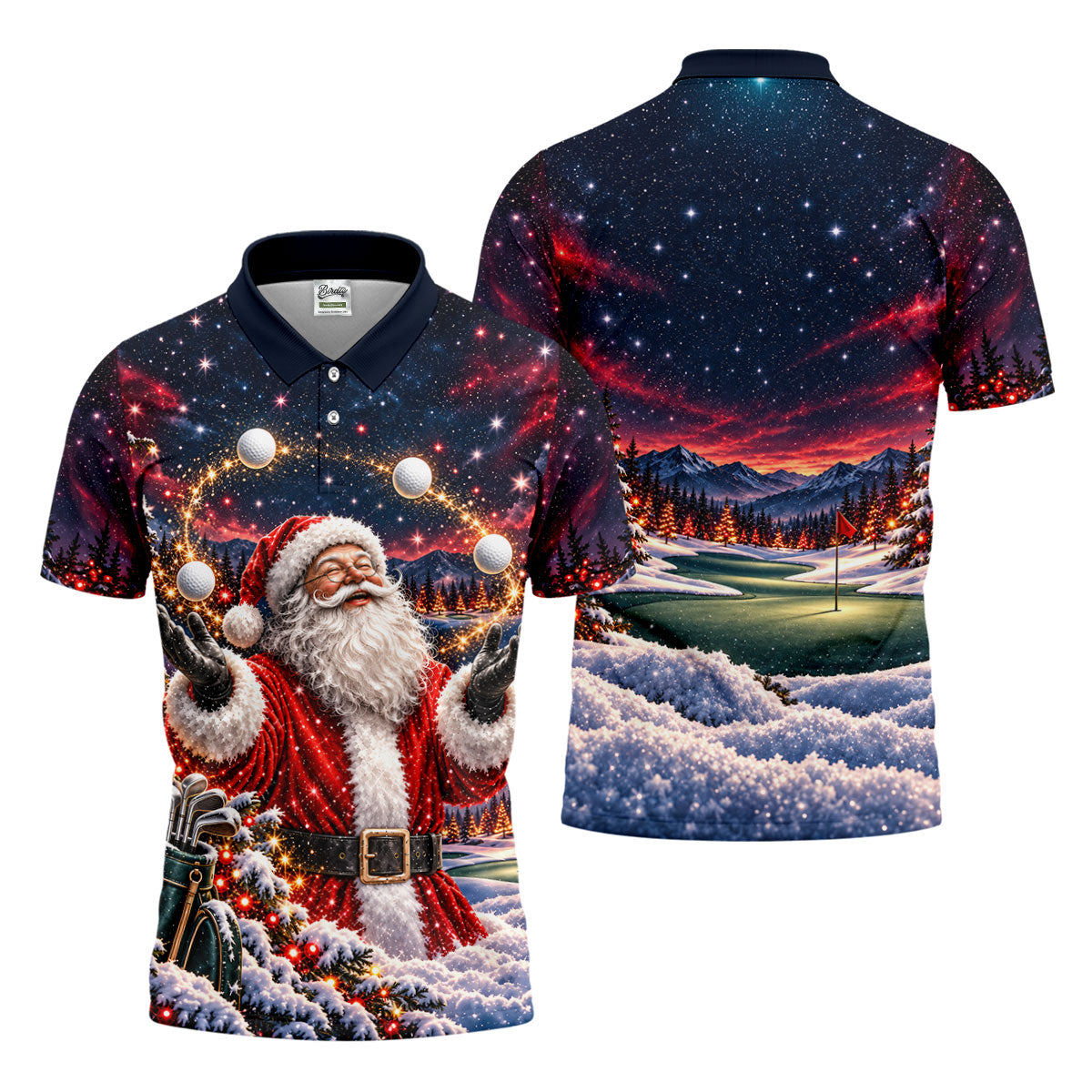 Santa Juggling Golf Balls Christmas Golf Shirt, Mens Golf Polo, Golf Shirts For Men