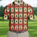 Tree Patchwork Plaid Christmas Golf Shirt, Golf Shirts For Men, Mens Golf Apparel