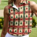 Tree Patchwork Plaid Christmas Golf Shirt, Golf Gifts For Women, Womens Golf Clothing