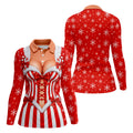 Candy Stripe Corset Christmas Golf Shirt, Womens Golf Shirts, Golf Gifts For Women