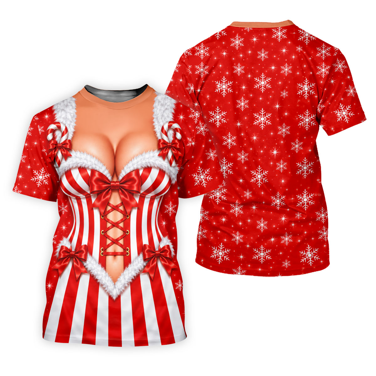 Candy Stripe Corset Christmas Golf Shirt, Womens Golf Shirts, Golf Gifts For Women
