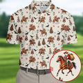 Cowboy Santa Riding Horse Christmas Golf Shirt, Mens Golf Apparel, Golf Gifts For Men