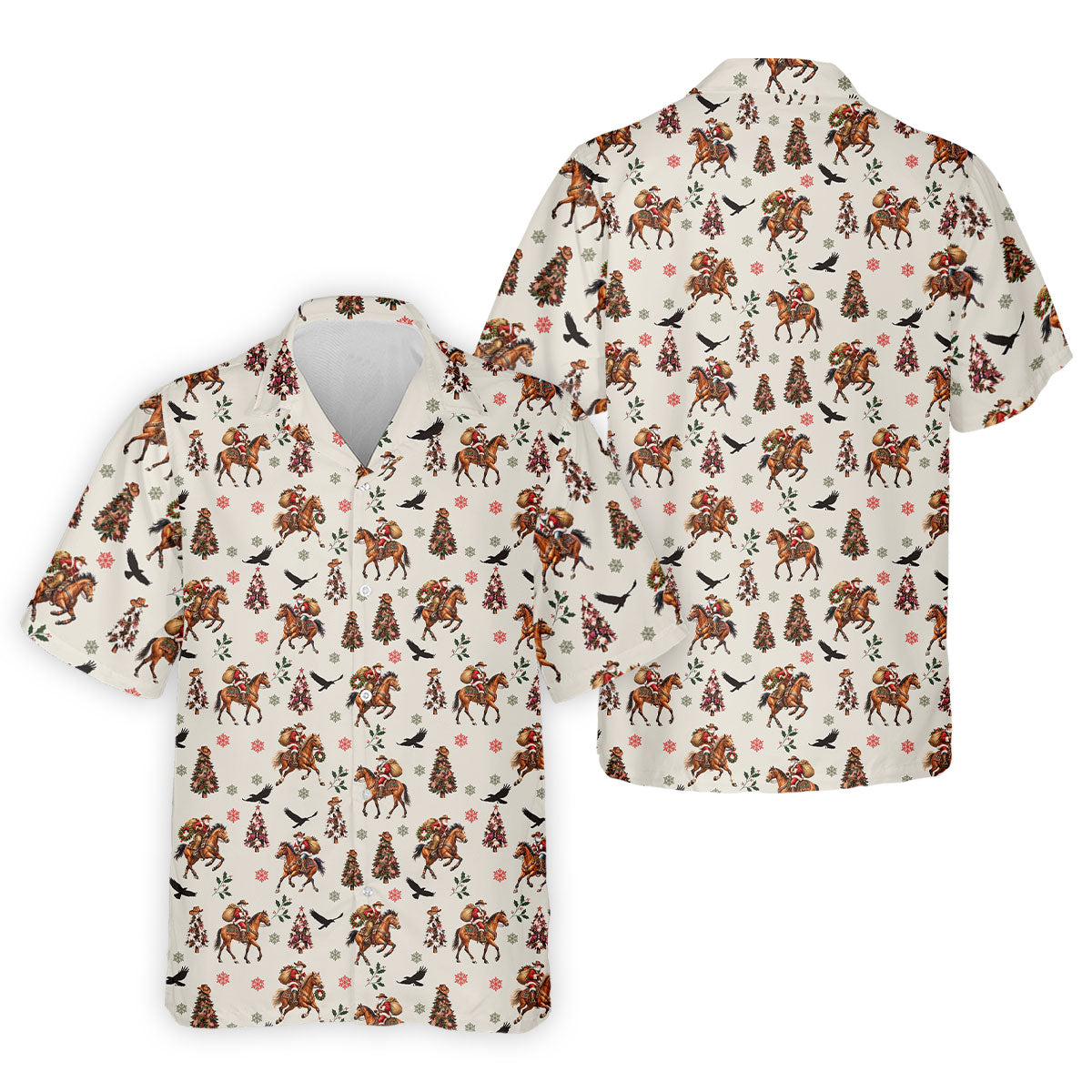 Cowboy Santa Riding Horse Christmas Golf Shirt, Mens Golf Apparel, Golf Gifts For Men