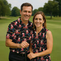 Santa Golf Cart Lights Christmas Golf Shirt, Ladies Golf Apparel, Womens Golf Apparel