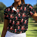 Santa Golf Cart Lights Christmas Golf Shirt, Ladies Golf Apparel, Womens Golf Apparel