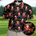 Santa Golf Cart Lights Christmas Golf Shirt, Golf Gifts For Men, Mens Golf Clothing