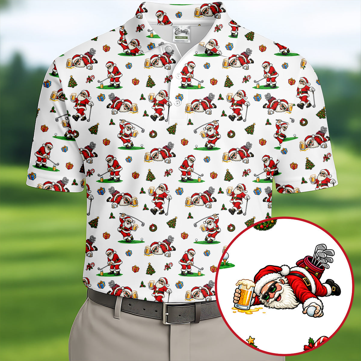 Drunk Santa Beer Golfer Christmas Golf Shirt, Mens Golf Shirts, Golf Shirts For Men