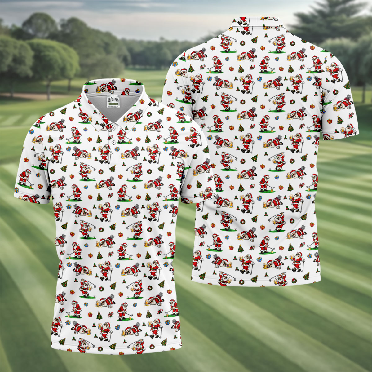 Drunk Santa Beer Golfer Christmas Golf Shirt, Mens Golf Shirts, Golf Shirts For Men