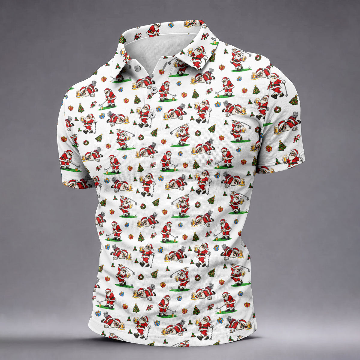 Drunk Santa Beer Golfer Christmas Golf Shirt, Mens Golf Shirts, Golf Shirts For Men