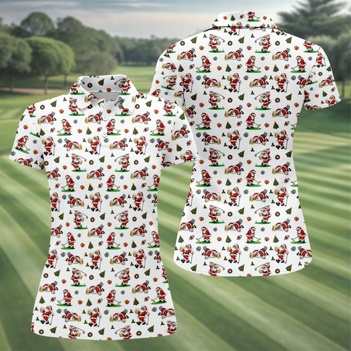 Drunk Santa Beer Golfer Christmas Golf Shirt, Golf Shirts For Women, Womens Golf Tops