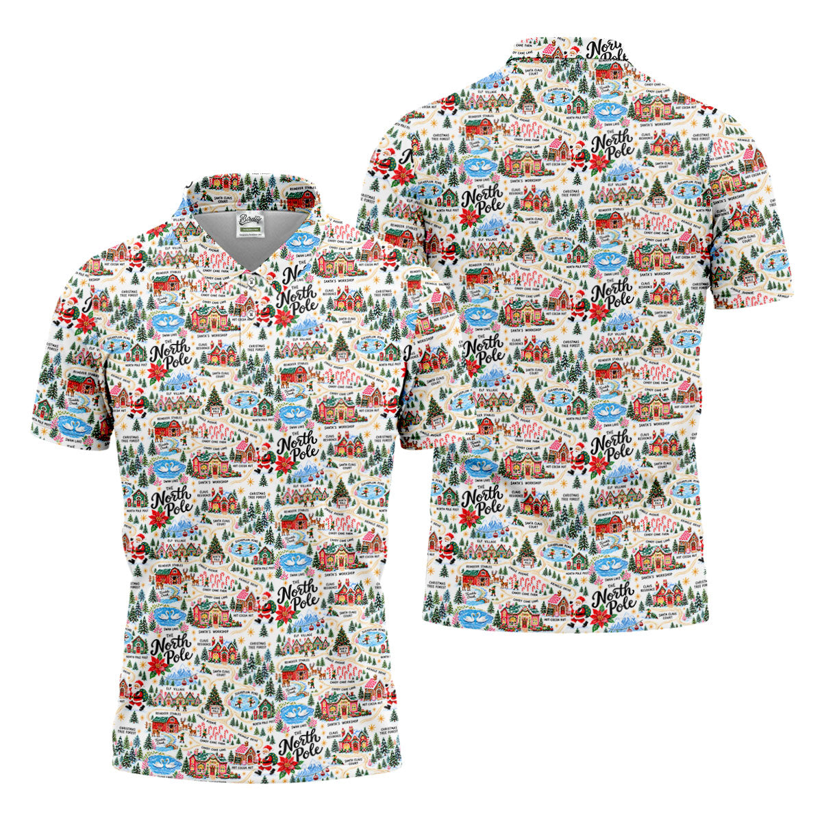North Pole Village Map Christmas Golf Shirt, Golf Polo For Men, Mens Golf Apparel
