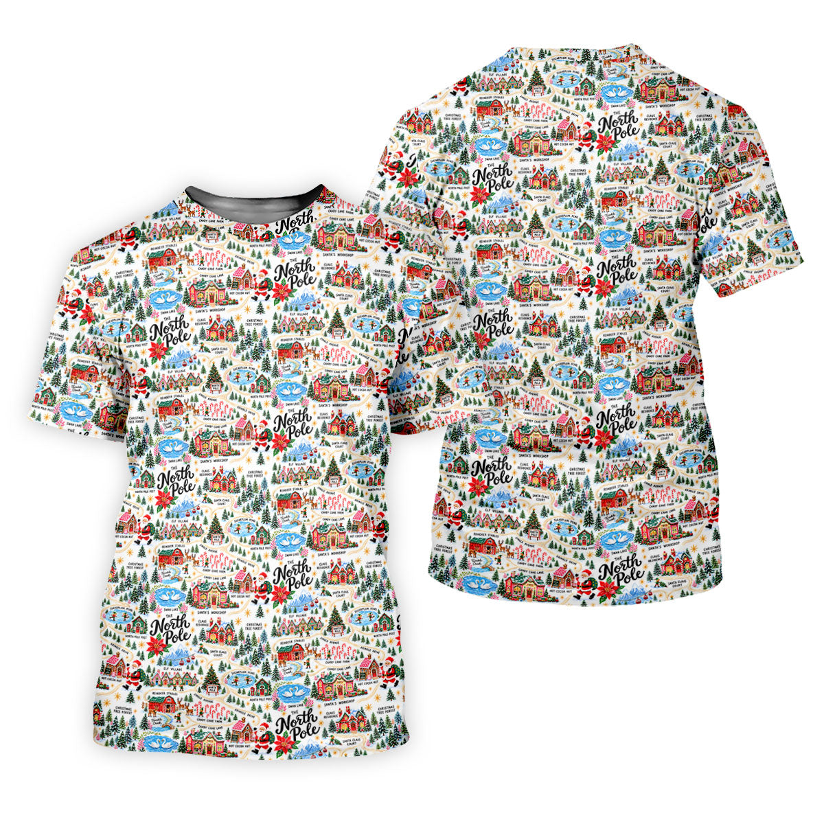 North Pole Village Map Christmas Golf Shirt, Womens Golf Shirts, Womens Golf Clothing