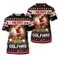 Merry Golfmas Santa Christmas Golf Shirt, Mens Golf Apparel, Mens Holiday Golf Shirts
