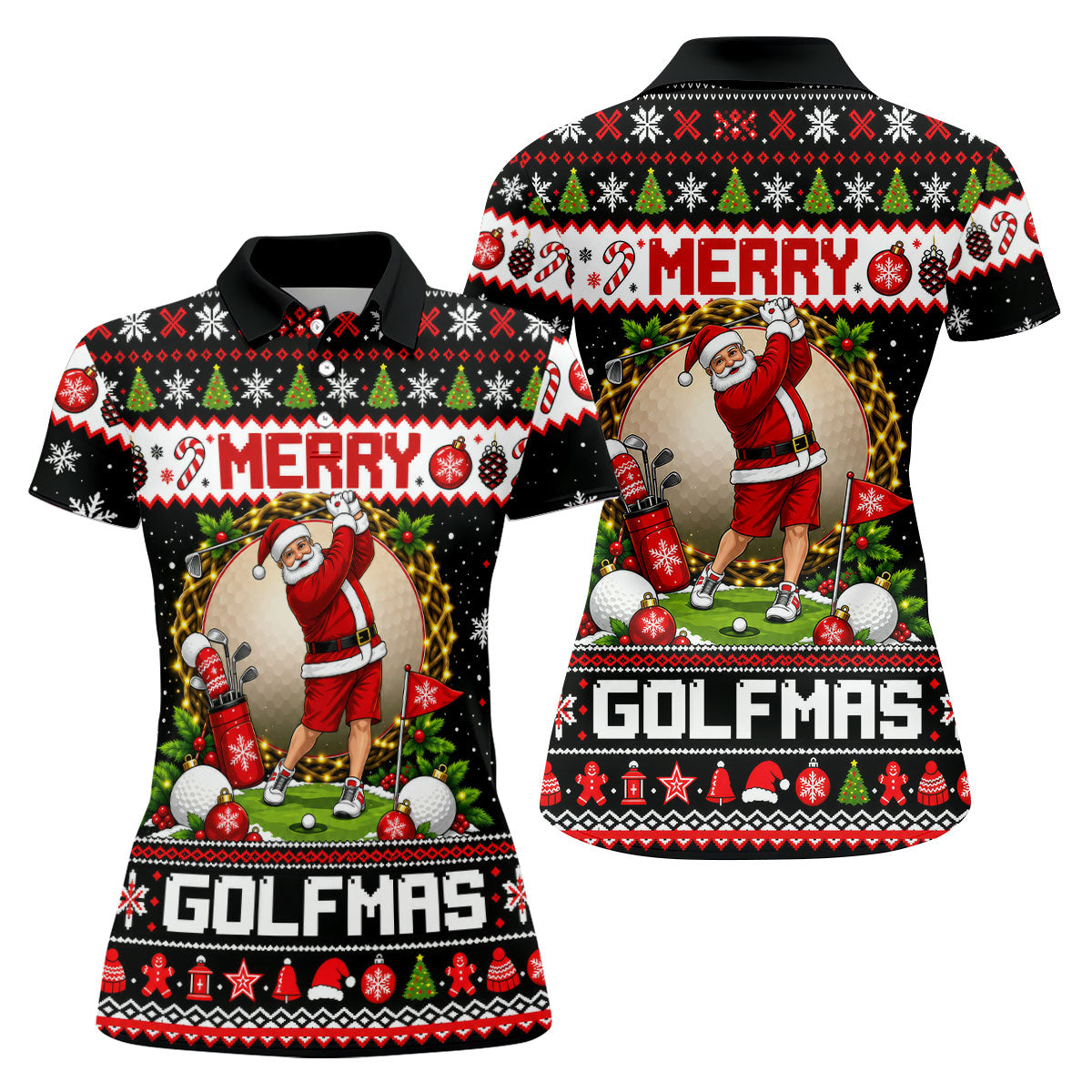 Merry Golfmas Santa Christmas Golf Shirt, Golf Gifts For Women, Golf Shirts For Women