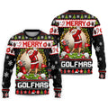 Merry Golfmas Santa Christmas Golf Shirt, Mens Golf Apparel, Mens Holiday Golf Shirts
