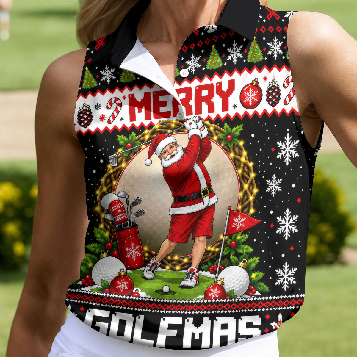 Merry Golfmas Santa Christmas Golf Shirt, Golf Gifts For Women, Golf Shirts For Women