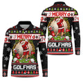 Merry Golfmas Santa Christmas Golf Shirt, Mens Golf Apparel, Mens Holiday Golf Shirts