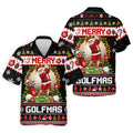 Merry Golfmas Santa Christmas Golf Shirt, Mens Golf Apparel, Mens Holiday Golf Shirts