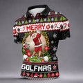Merry Golfmas Santa Christmas Golf Shirt, Mens Golf Apparel, Mens Holiday Golf Shirts