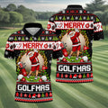 Merry Golfmas Santa Christmas Golf Shirt, Mens Golf Apparel, Mens Holiday Golf Shirts