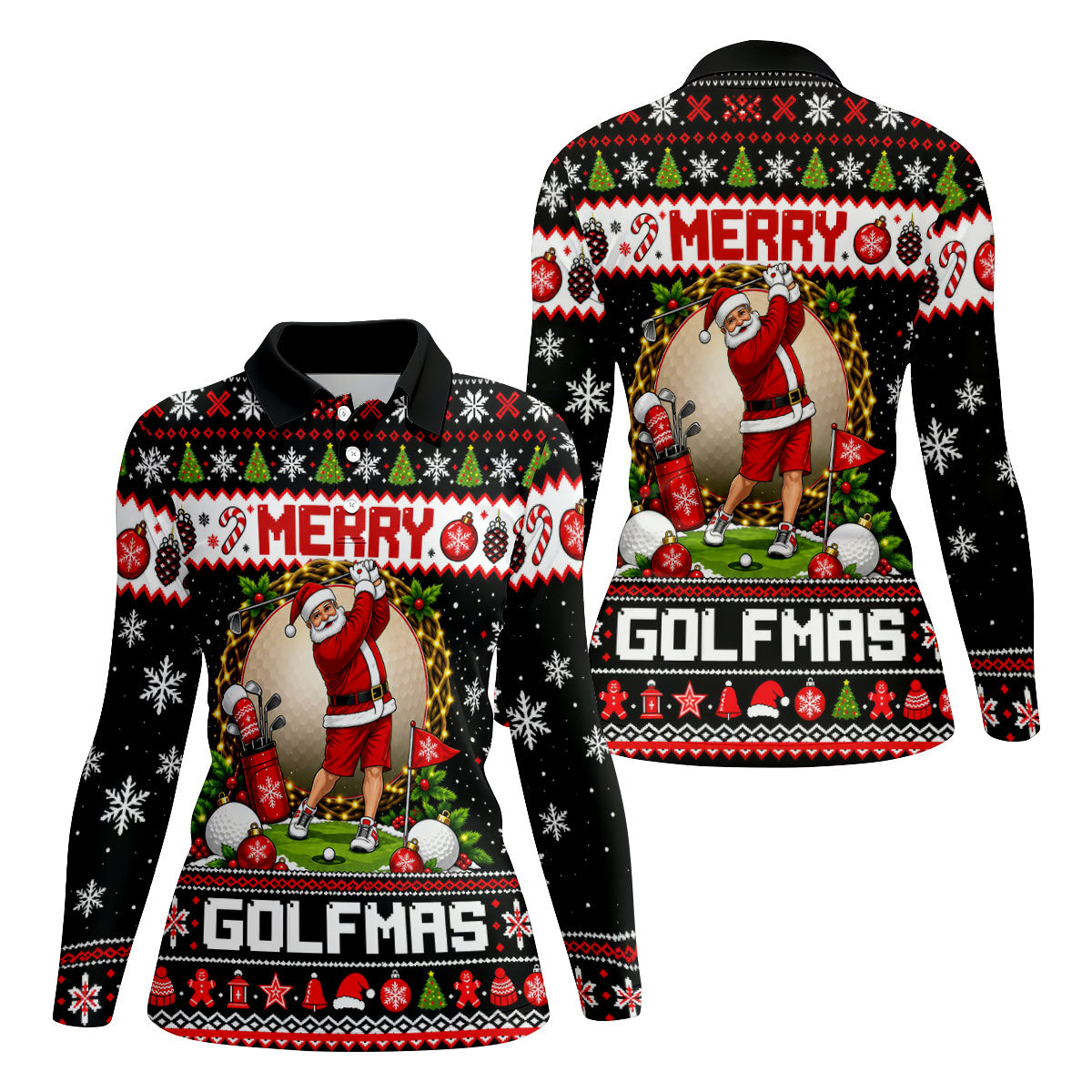 Merry Golfmas Santa Christmas Golf Shirt, Golf Gifts For Women, Golf Shirts For Women