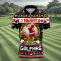 Merry Golfmas Santa Christmas Golf Shirt, Mens Golf Apparel, Mens Holiday Golf Shirts