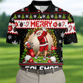Merry Golfmas Santa Christmas Golf Shirt, Mens Golf Apparel, Mens Holiday Golf Shirts