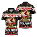 Merry Golfmas Santa Christmas Golf Shirt, Mens Golf Apparel, Mens Holiday Golf Shirts