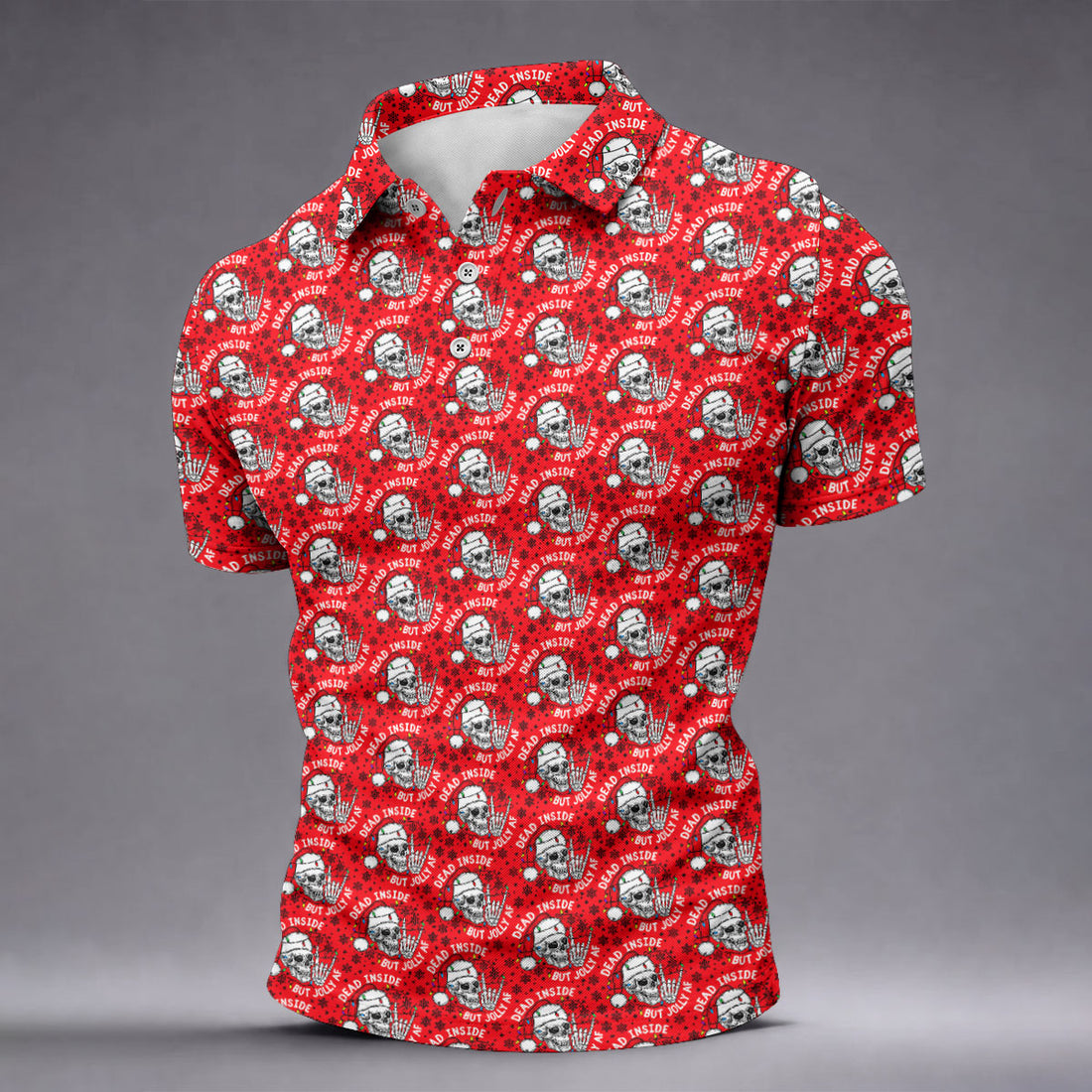 Dead Inside But Jolly AF Christmas Golf Shirt, Golf Shirts For Men, Mens Golf Polo