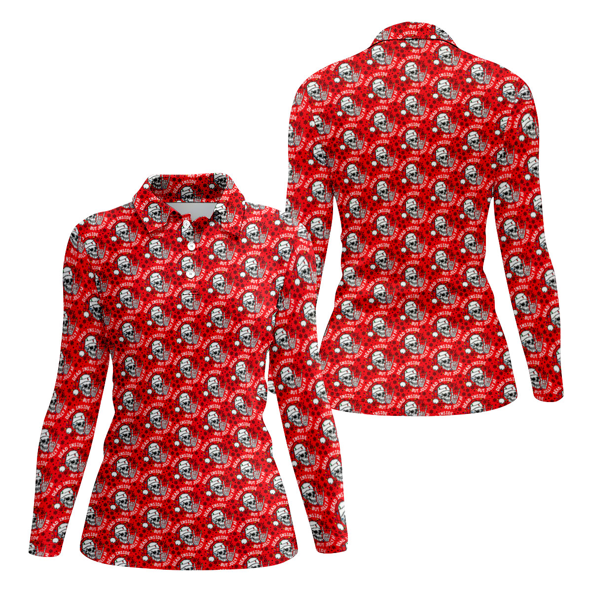 Dead Inside But Jolly AF Christmas Golf Shirt, Ladies Golf Shirts, Womens Golf Shirts