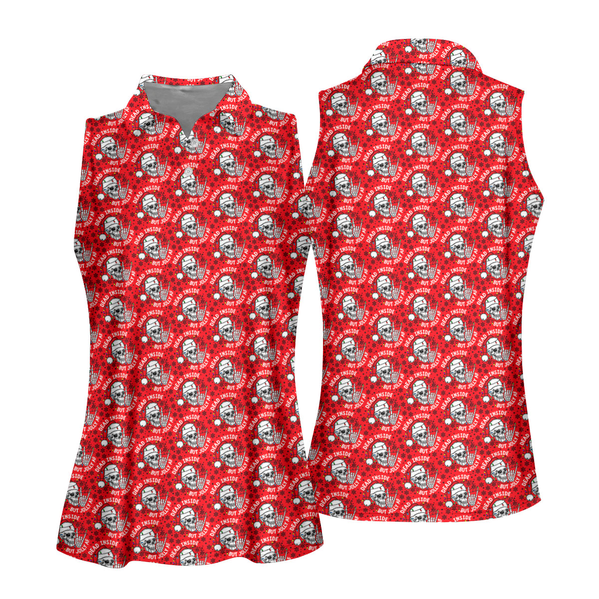 Dead Inside But Jolly AF Christmas Golf Shirt, Ladies Golf Shirts, Womens Golf Shirts