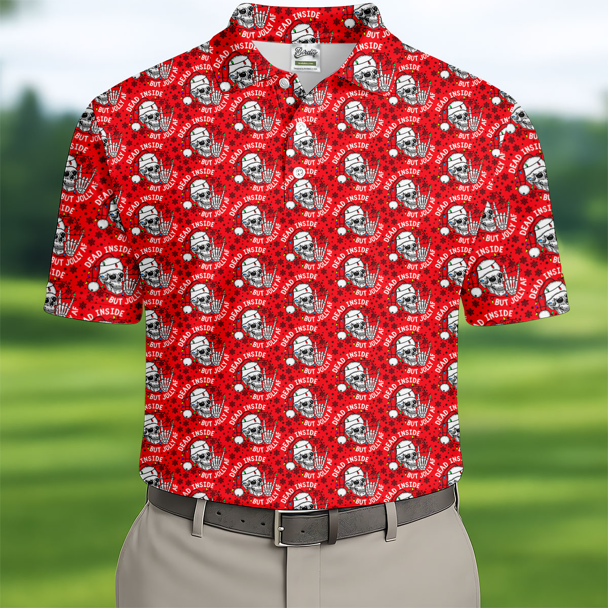 Dead Inside But Jolly AF Christmas Golf Shirt, Golf Shirts For Men, Mens Golf Polo