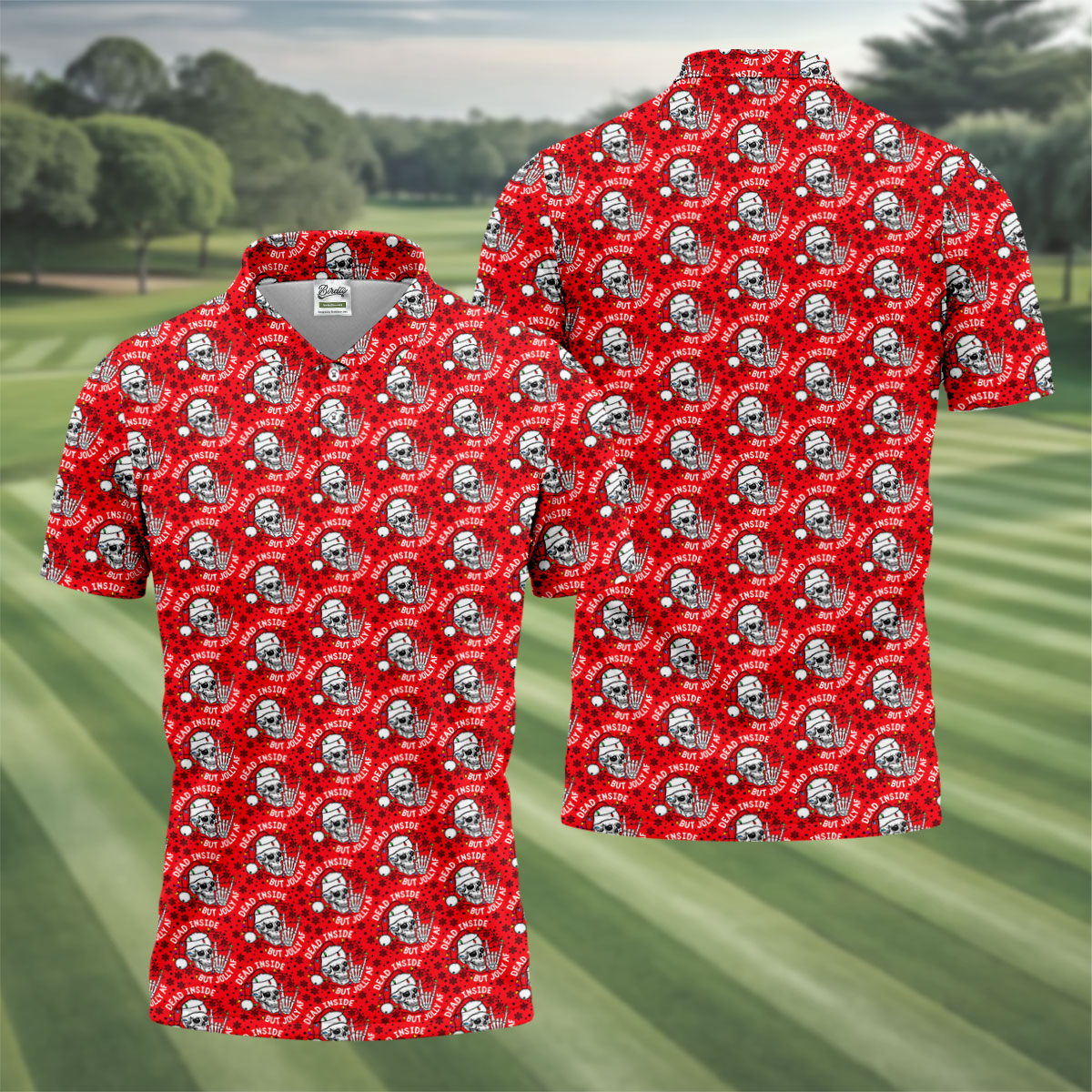 Dead Inside But Jolly AF Christmas Golf Shirt, Golf Shirts For Men, Mens Golf Polo