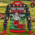 Golf Sucks Drink Beer Ugly Christmas Sweater, Christmas Golf Gift, Funny Xmas Gift