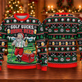 Golf Sucks Drink Beer Ugly Christmas Sweater, Christmas Golf Gift, Funny Xmas Gift