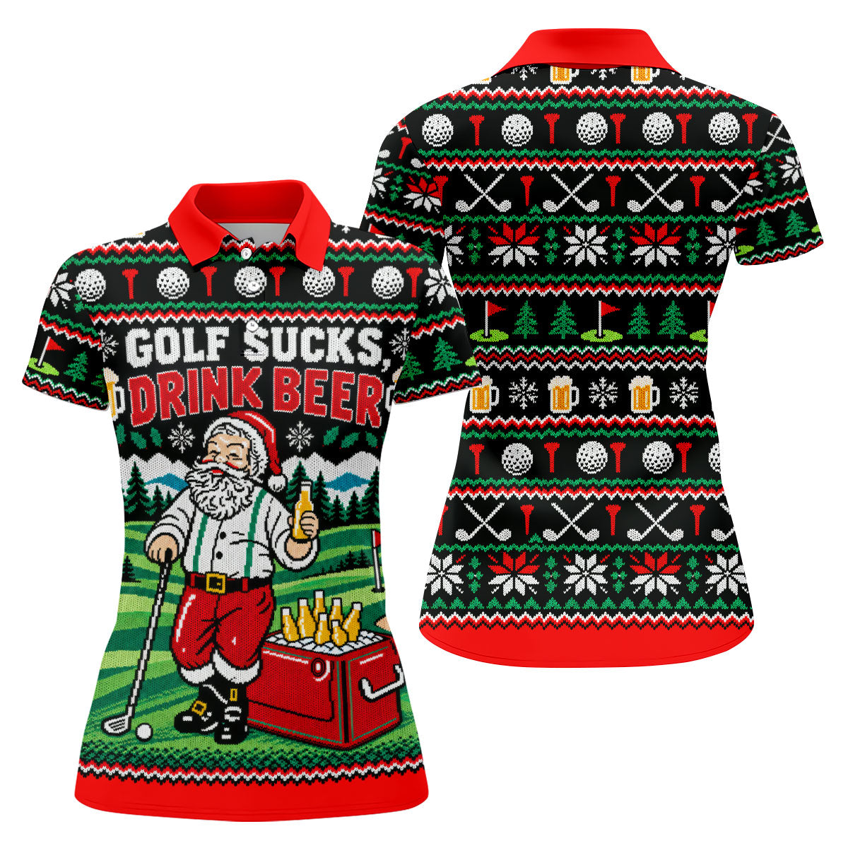 Golf Sucks Drink Beer Christmas Golf Shirt, Womens Golf Clothing, Ladies Golf Apparel
