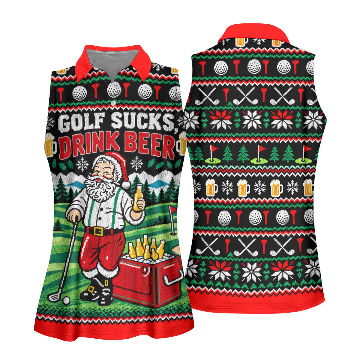 Golf Sucks Drink Beer Christmas Golf Shirt, Womens Golf Clothing, Ladies Golf Apparel