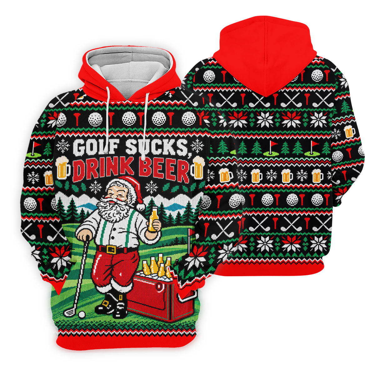 Golf Sucks Drink Beer Christmas Golf Shirt, Funny Mens Golf Shirts, Mens Golf Shirts