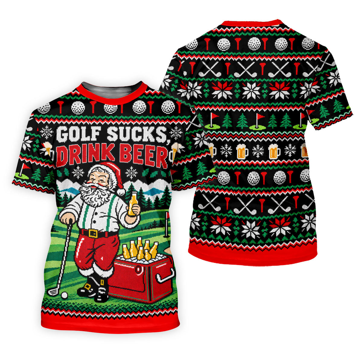 Golf Sucks Drink Beer Christmas Golf Shirt, Funny Mens Golf Shirts, Mens Golf Shirts