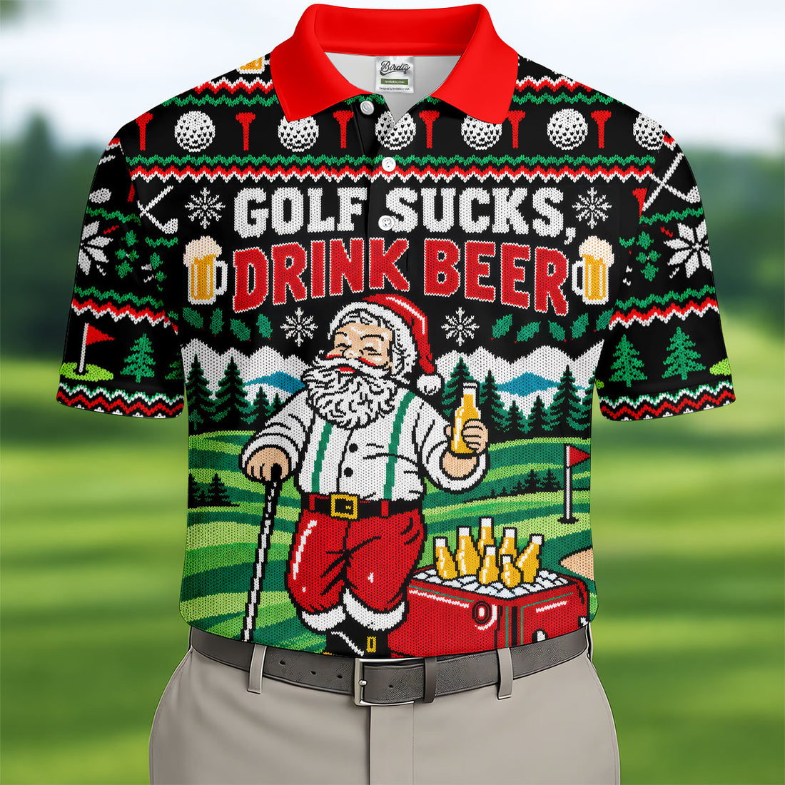 Golf Sucks Drink Beer Christmas Golf Shirt, Funny Mens Golf Shirts, Mens Golf Shirts
