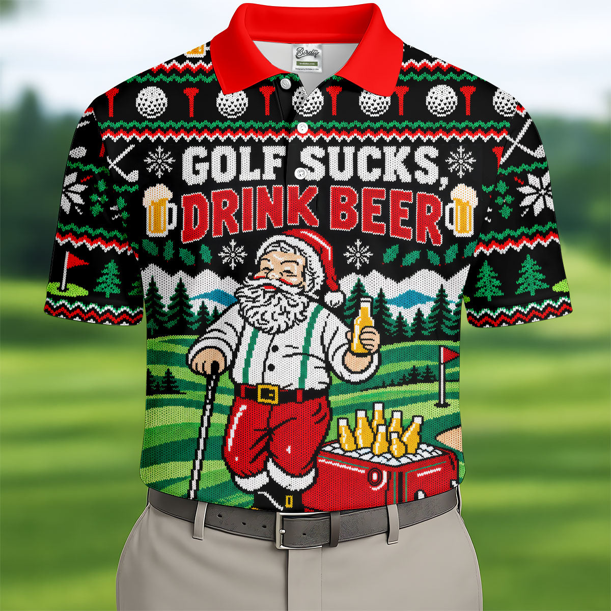 Golf Sucks Drink Beer Christmas Golf Shirt, Funny Mens Golf Shirts, Mens Golf Shirts