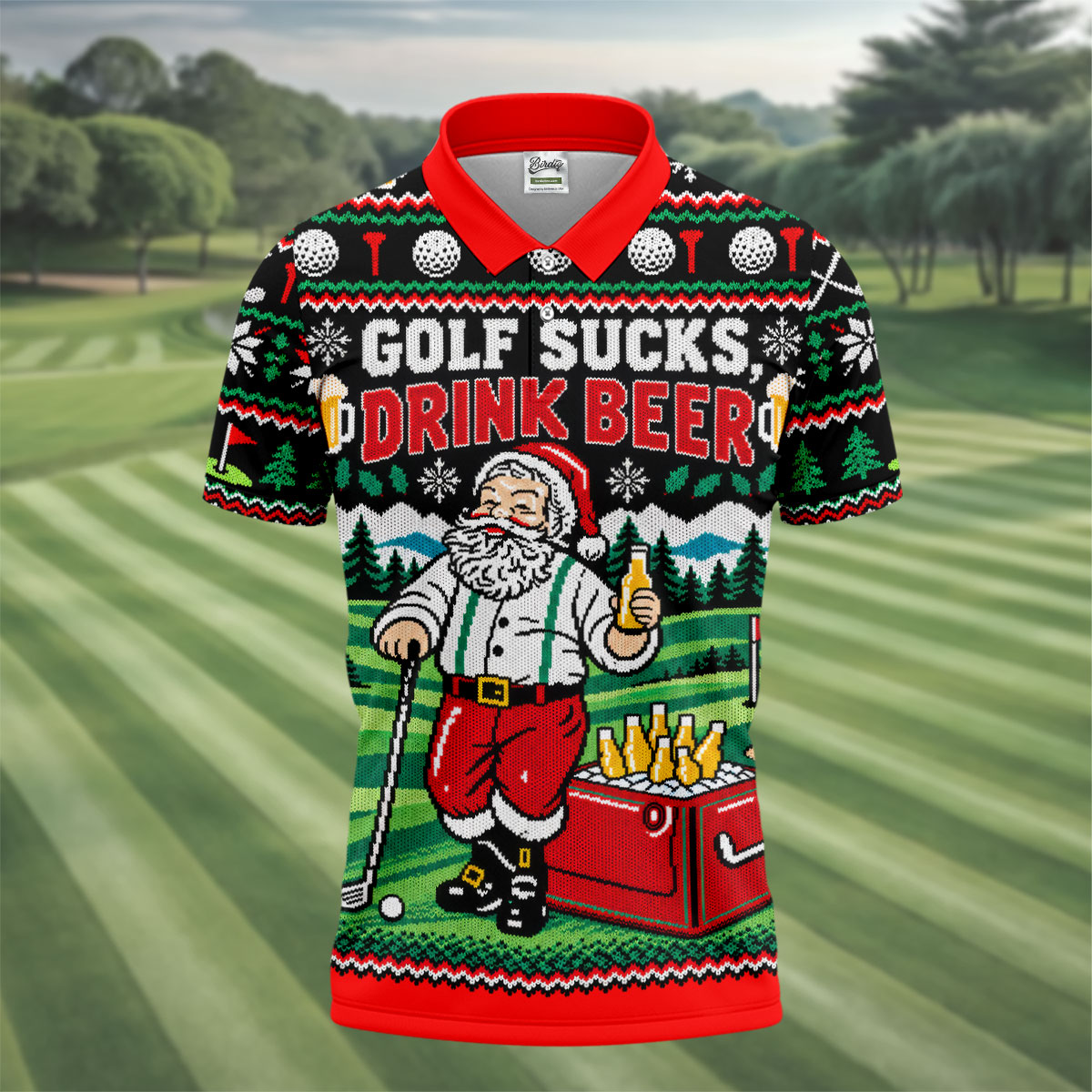 Golf Sucks Drink Beer Christmas Golf Shirt, Funny Mens Golf Shirts, Mens Golf Shirts