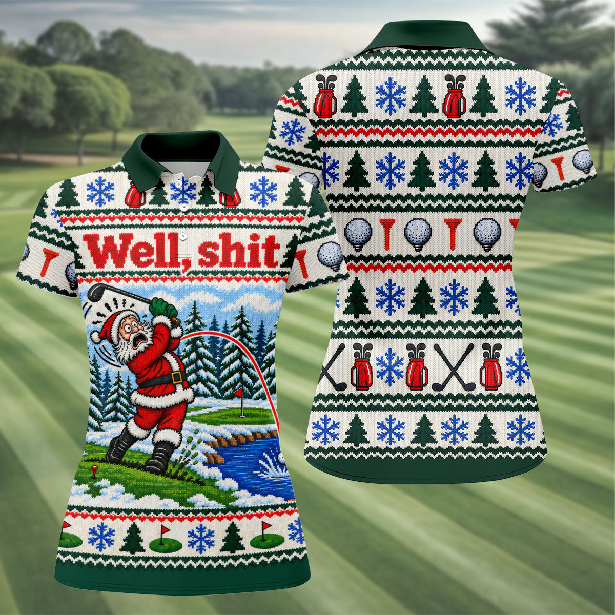 Well Shit Santa Golfer Christmas Golf Shirt, Ladies Golf Tops, Golf Gifts For Women