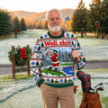 Well Shit Santa Golfer Ugly Christmas Sweater, Ugly Sweater Party, Golf Lover Gifts