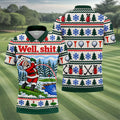Well Shit Santa Golfer Christmas Golf Shirt, Mens Golf Polo, Funny Mens Golf Shirts