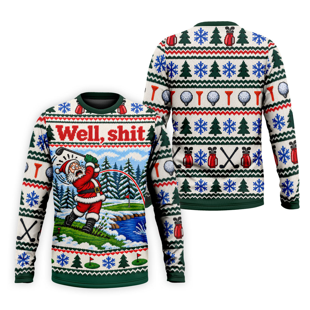 Well Shit Santa Golfer Christmas Golf Shirt, Mens Golf Polo, Funny Mens Golf Shirts