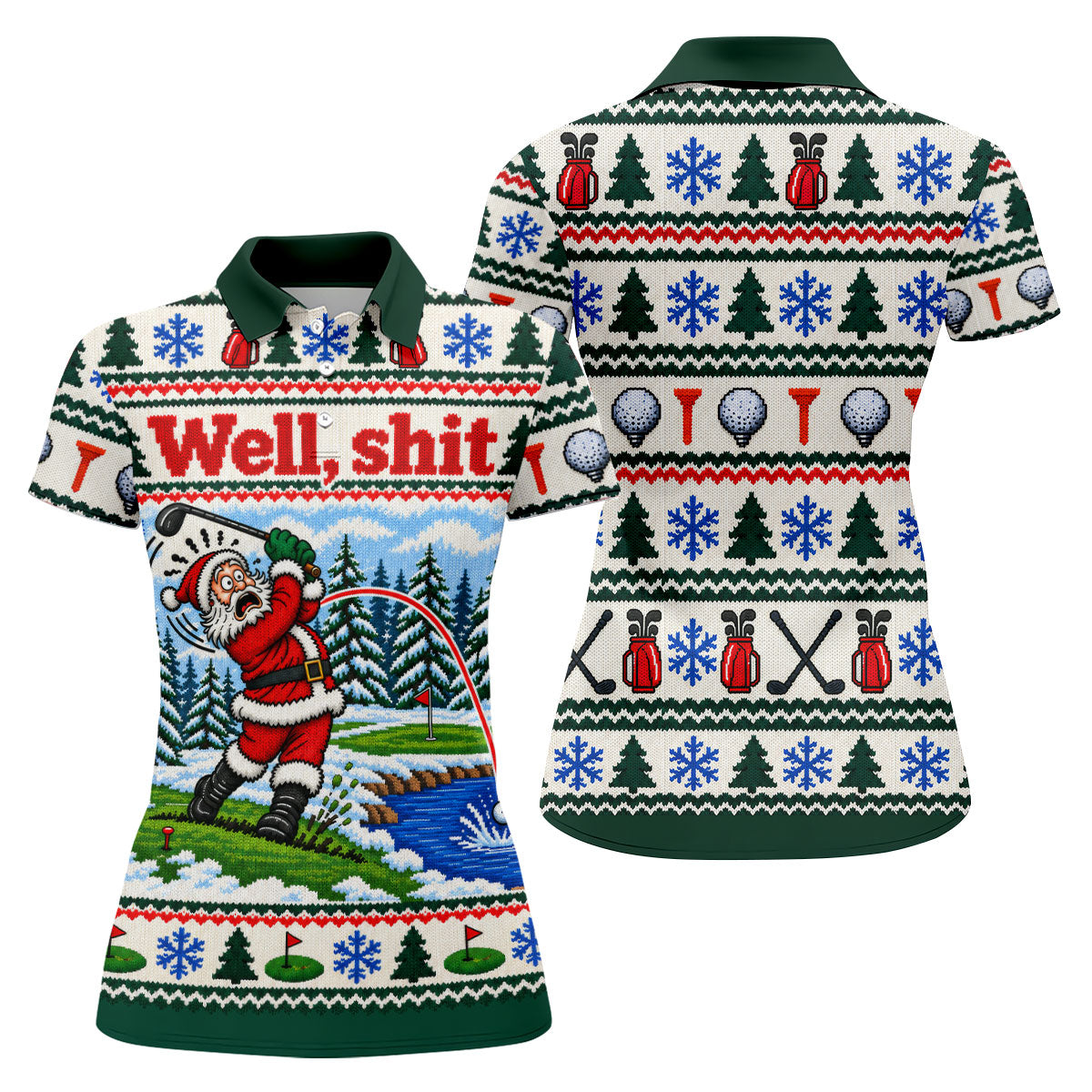 Well Shit Santa Golfer Christmas Golf Shirt, Ladies Golf Tops, Golf Gifts For Women