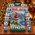 Well Shit Santa Golfer Ugly Christmas Sweater, Ugly Sweater Party, Golf Lover Gifts