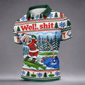 Well Shit Santa Golfer Christmas Golf Shirt, Mens Golf Polo, Funny Mens Golf Shirts