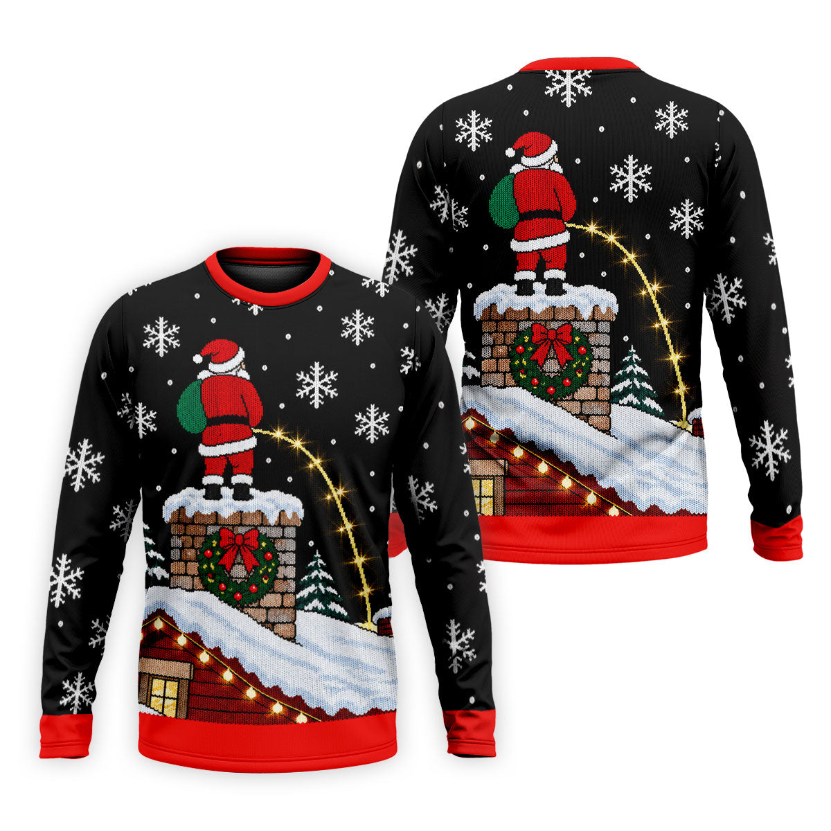 Santa On Chimney Christmas Golf Shirt, Mens Golf Apparel, Funny Mens Golf Shirts - Long Sleeve Shirt